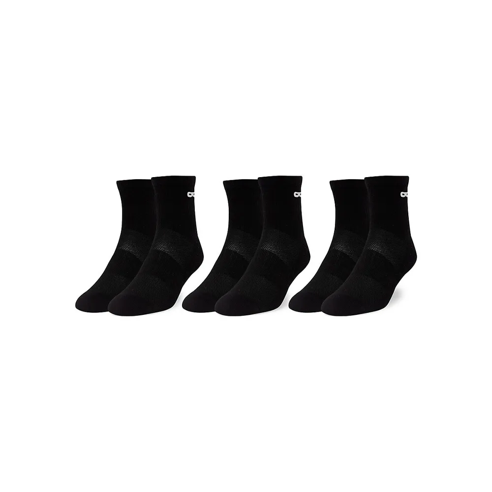 Men's 3-Pair Bowo Ribbed Crew Cushion Crew Socks Pack