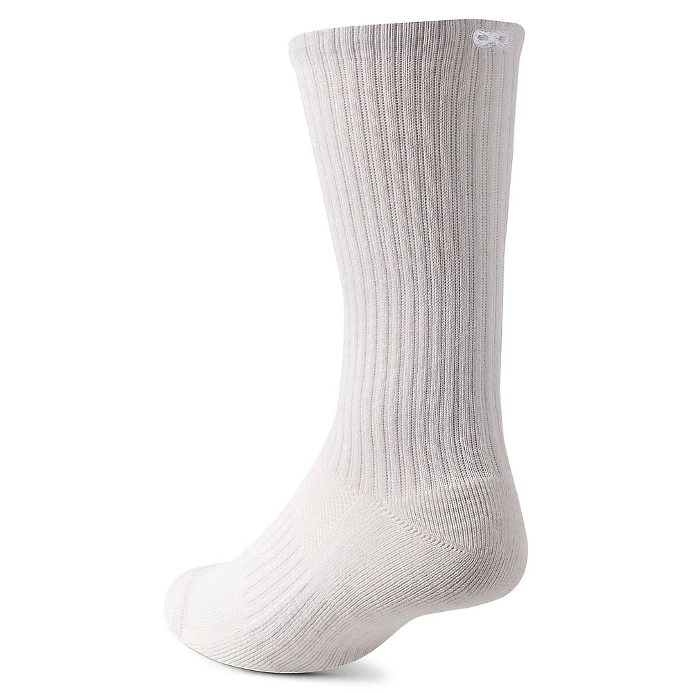 Unisex Black Out White 3-Pair Cushion Ribbed Crew Socks Pack