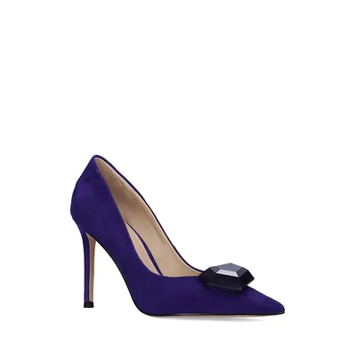 Nere Bejewelled Pointy Suede Pumps