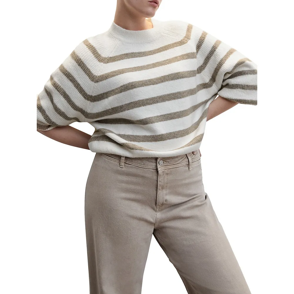 Stripe Raglan-Sleeve Sweater