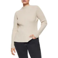 Rib-Knit Mockneck Sweater