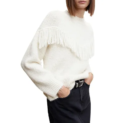 Fringe Drop-Shoulder Sweater
