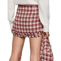 Tweed Goldtone Chain-Trim Mini Skirt