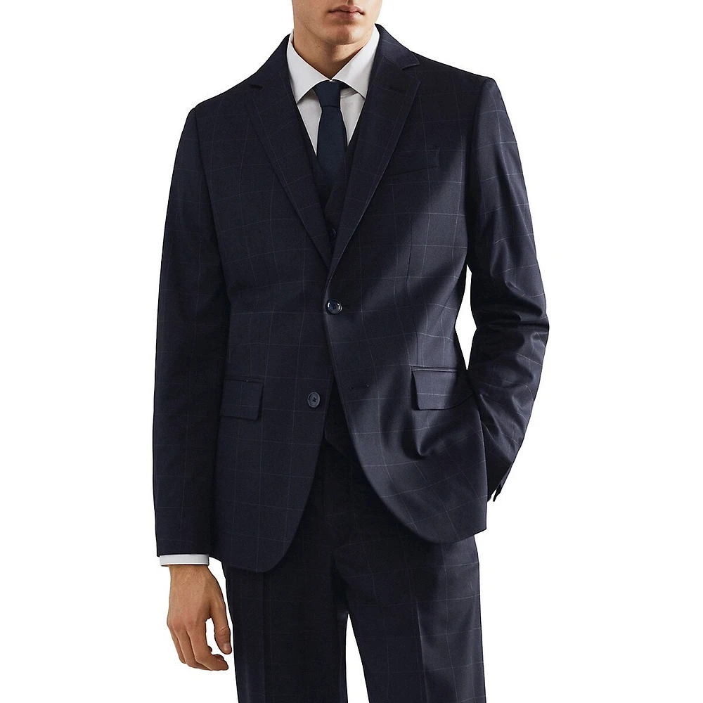 Brasilia Slim-Fit Windowpane Check Suit Blazer