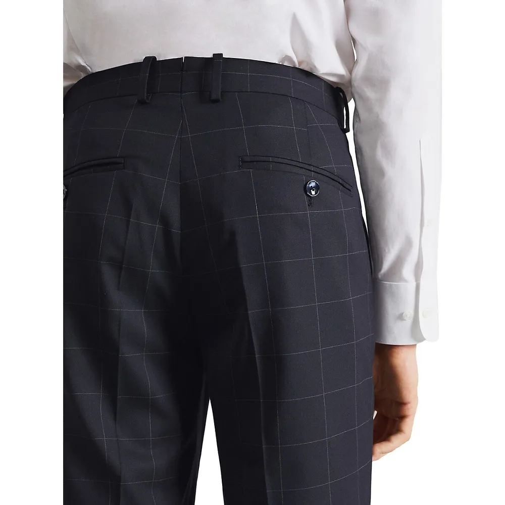 Brasilia Slim-Fit Windowpane Check Suit Trousers
