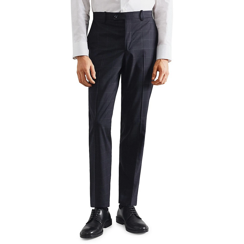 Brasilia Slim-Fit Windowpane Check Suit Trousers