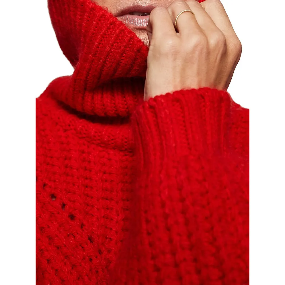 Knit Drop-Shoulder Turtleneck Sweater