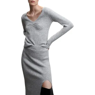 Kylie Ruched V-Neck Sweater