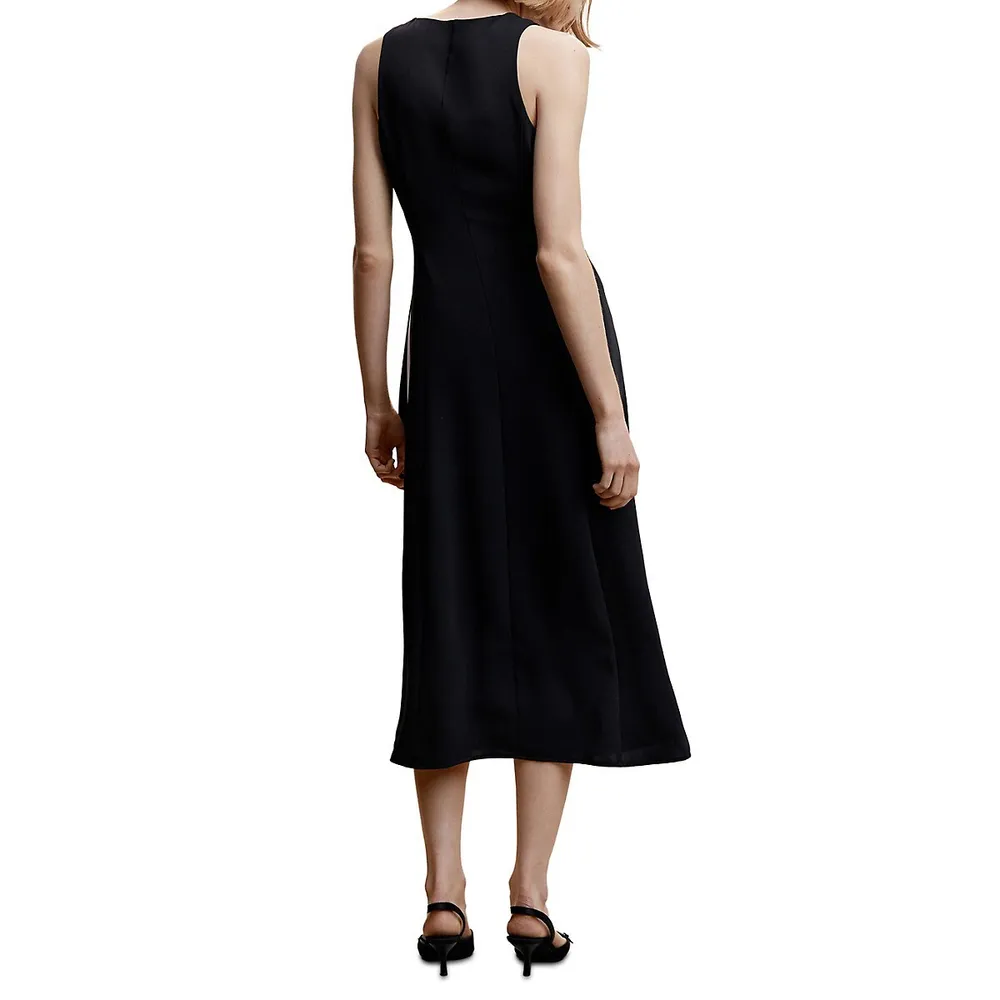 Bi-Colour Side-Tie Midi Dress