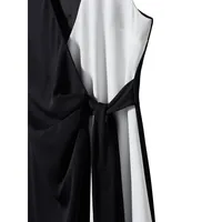 Bi-Colour Side-Tie Midi Dress