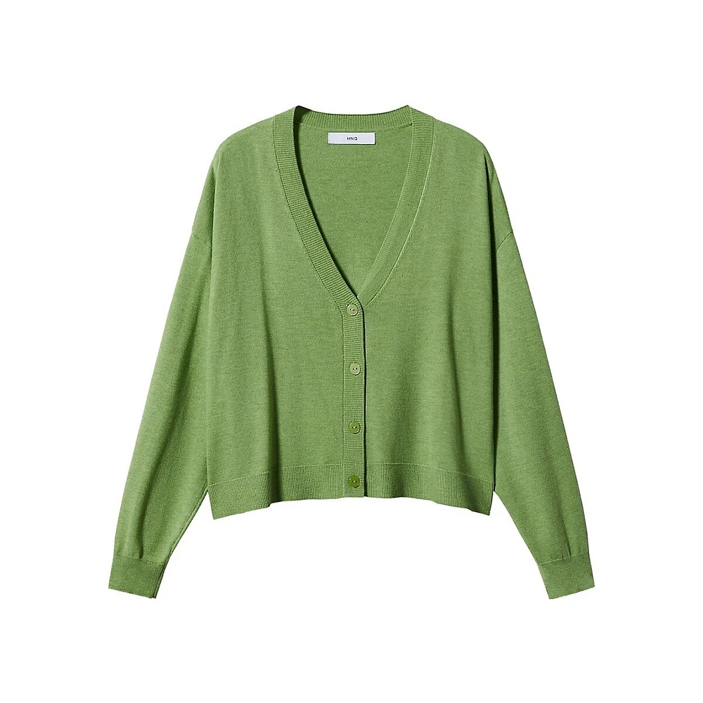 ​Drop-Shoulder Fine-Knit Cardigan