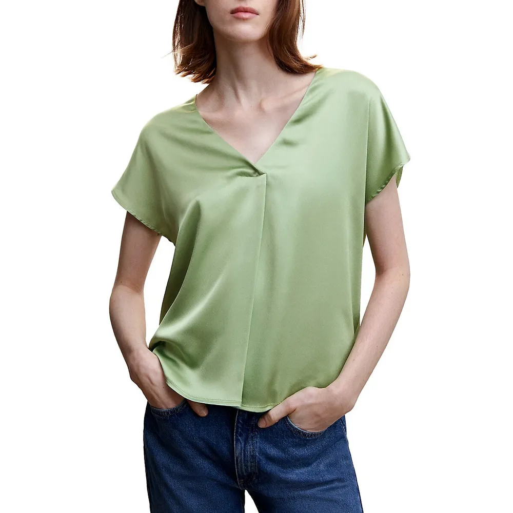 Satin V-Neck T-Shirt