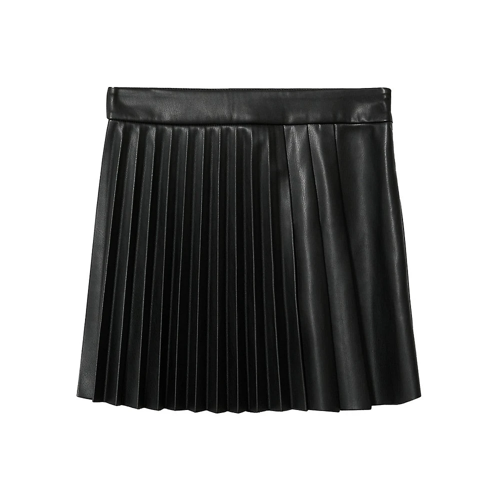 Faux Leather Pleated Mini Skirt