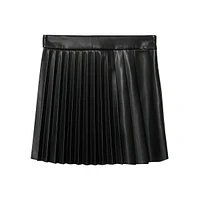 Faux Leather Pleated Mini Skirt