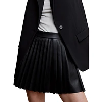 Faux Leather Pleated Mini Skirt