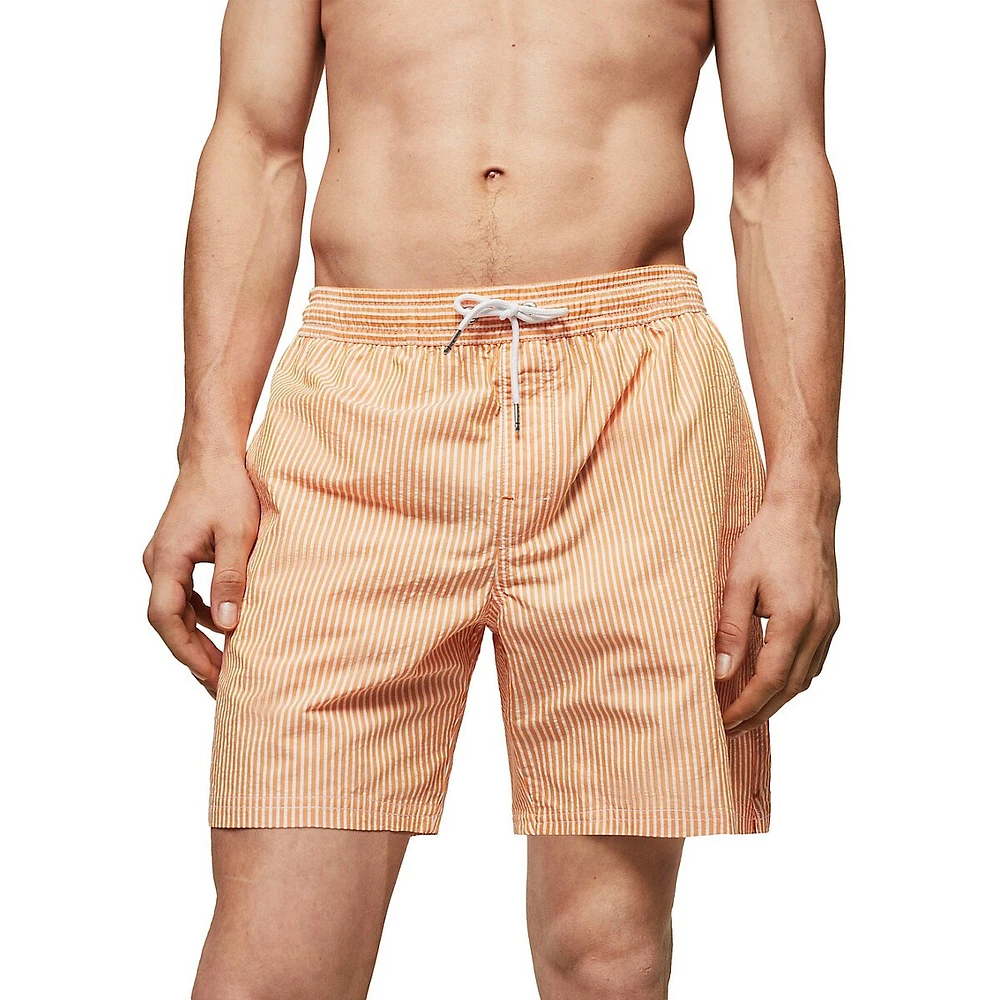 Pinstripe Seersucker Swim Trunks