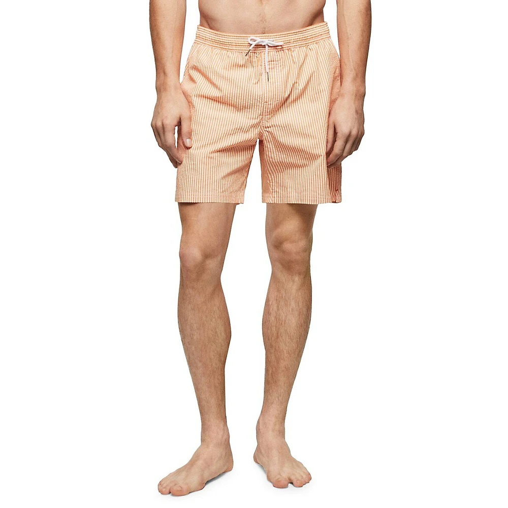 Pinstripe Seersucker Swim Trunks