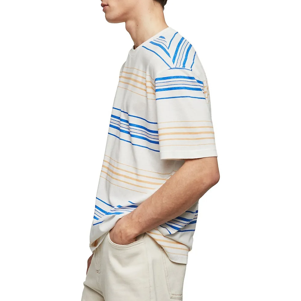 Circos Striped Cotton & Linen T-Shirt