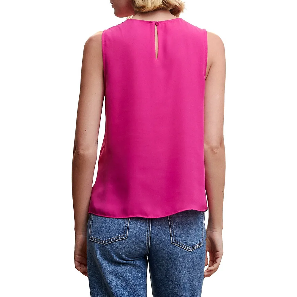 Sleeveless Wrap-Front Blouse