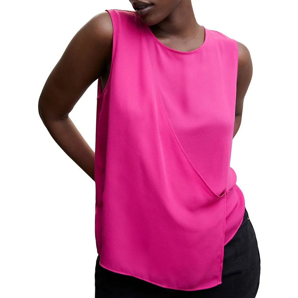 Sleeveless Wrap-Front Blouse