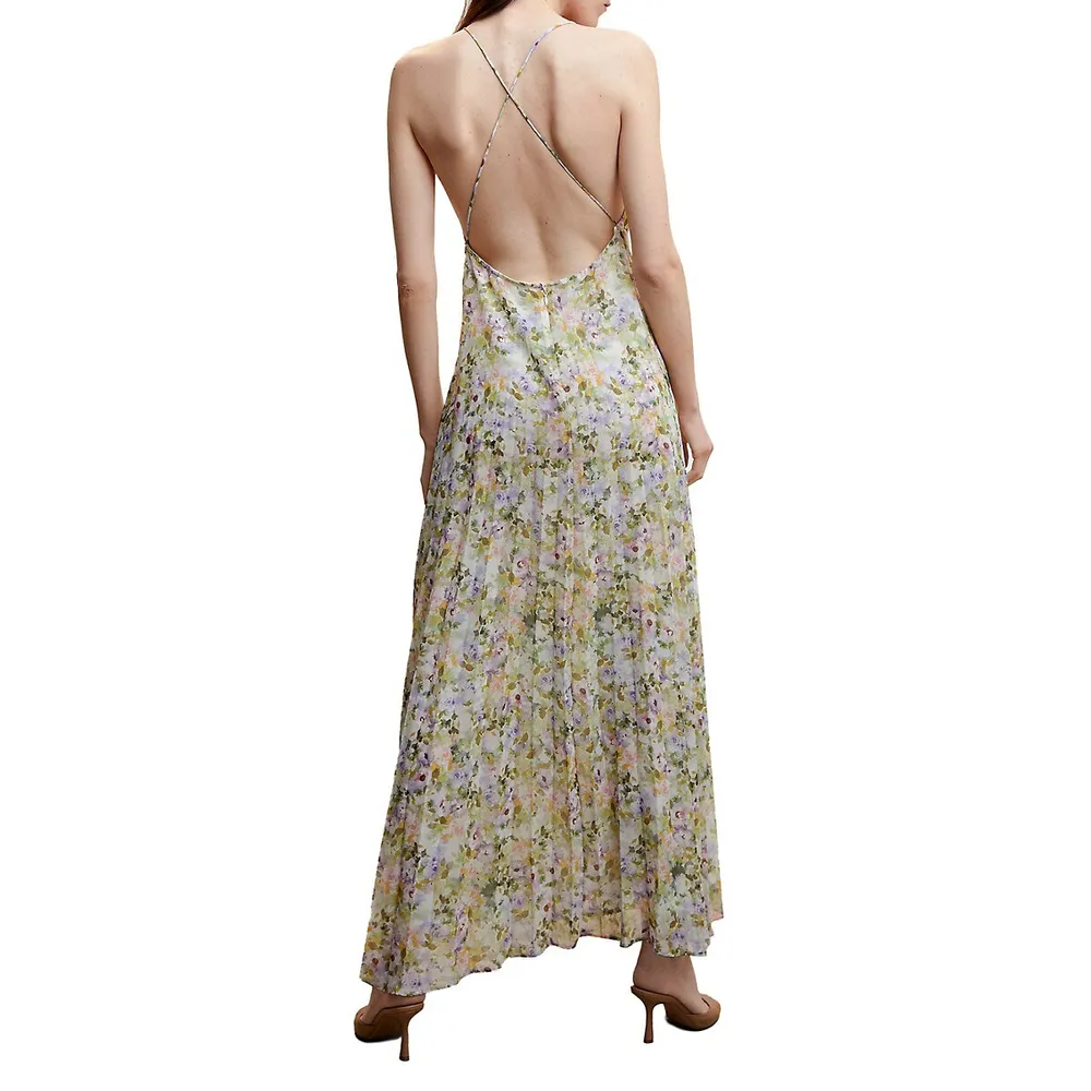 Pleated Floral Slip Dress
