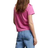 Embroidered Ruffle T-Shirt
