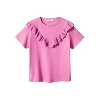Embroidered Ruffle T-Shirt