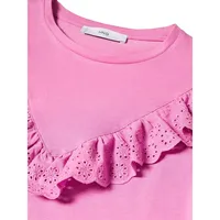 Embroidered Ruffle T-Shirt
