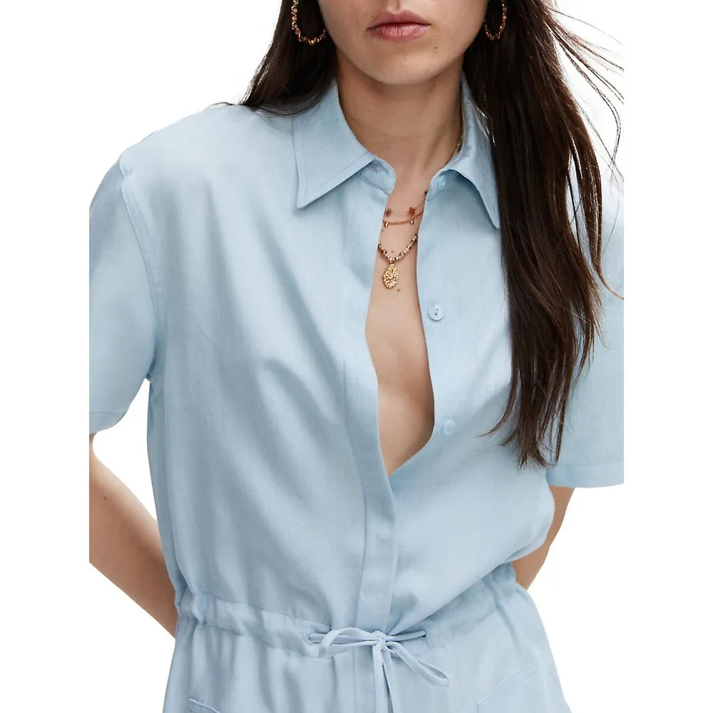 Shirt-Style Short Jumpsuit