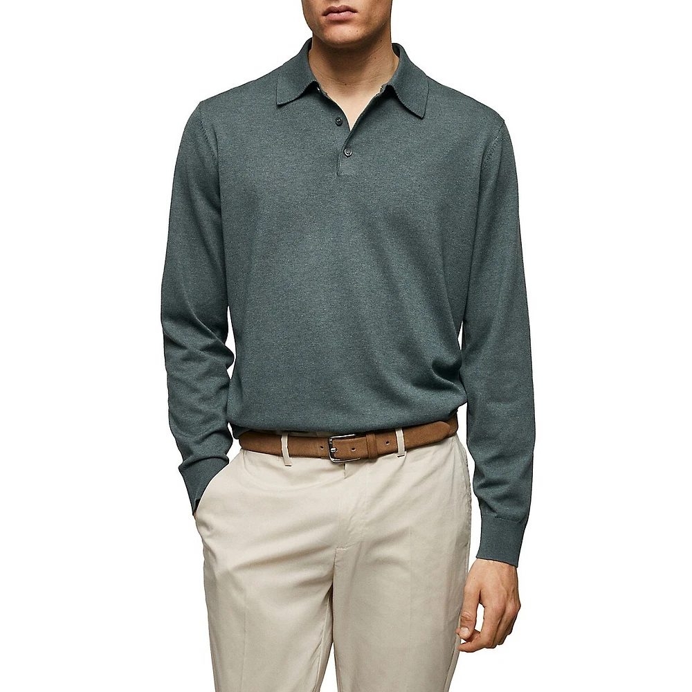 Long-Sleeve Polo Sweater