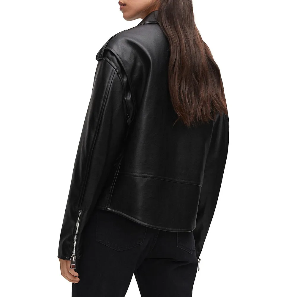 Oversized Faux Leather Moto Jacket