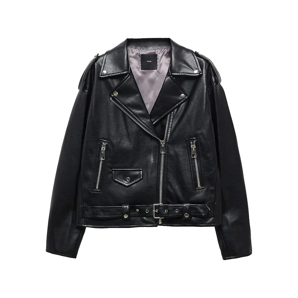 Oversized Faux Leather Moto Jacket