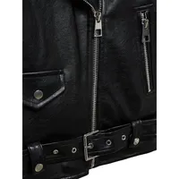 Oversized Faux Leather Moto Jacket