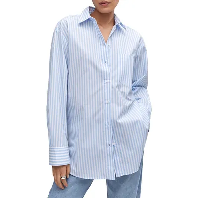 Oversized Striped Pocket Shirt