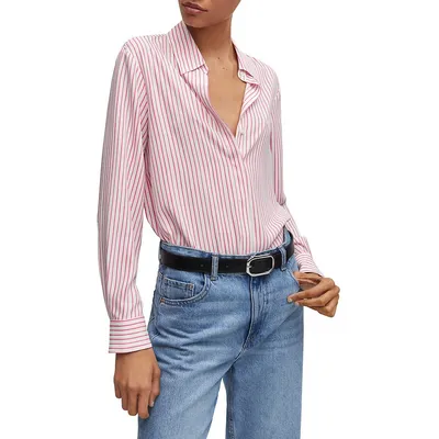 Flowy Striped Button-Down Shirt