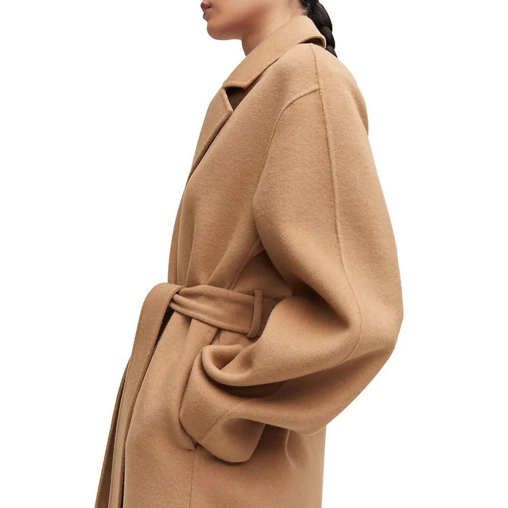 Recycled Wool-Blend Belted Wrap Coat