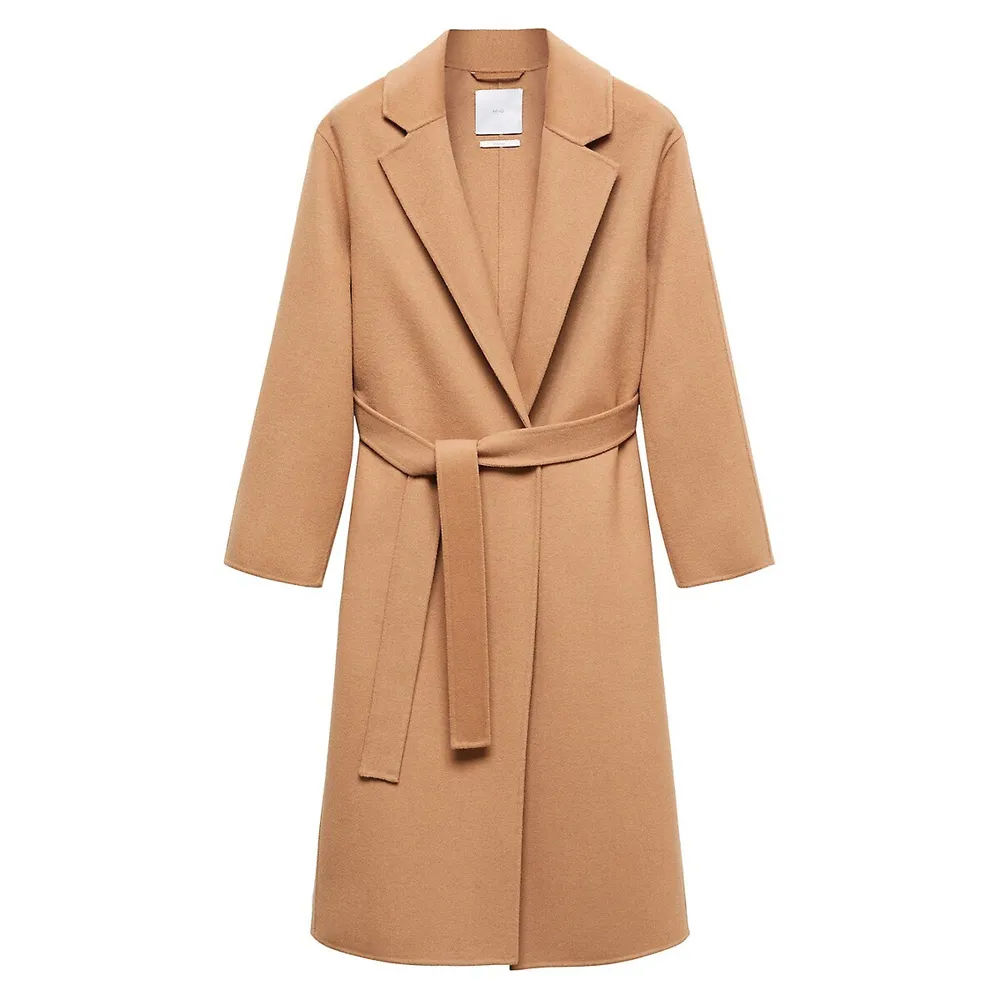 Recycled Wool-Blend Belted Wrap Coat