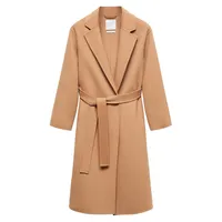 Recycled Wool-Blend Belted Wrap Coat