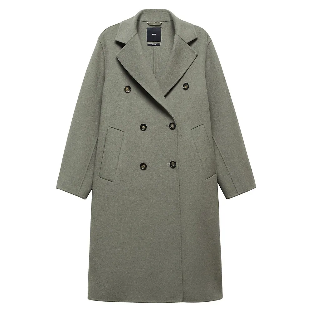 Wool-Blend Oversized Double-Breasted Coat