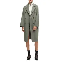 Wool-Blend Oversized Double-Breasted Coat