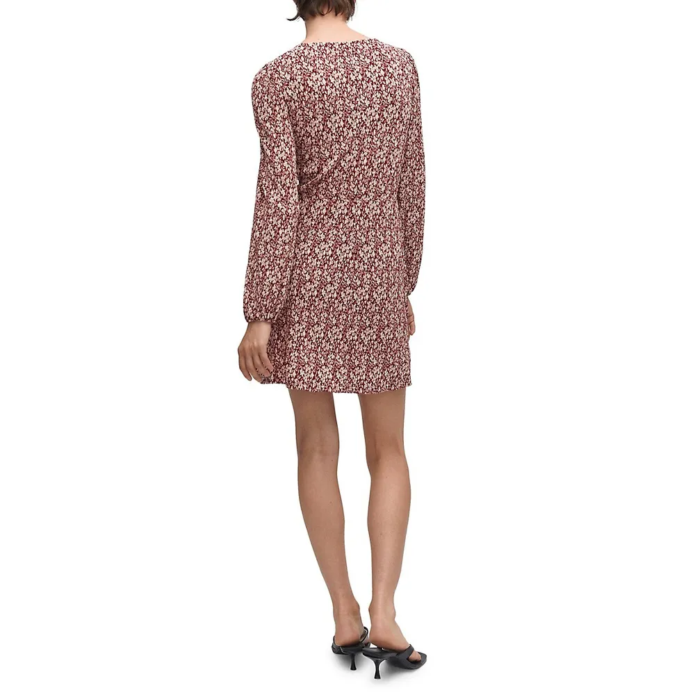 Knot-Front Printed Short Dress