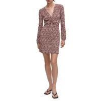 Knot-Front Printed Short Dress