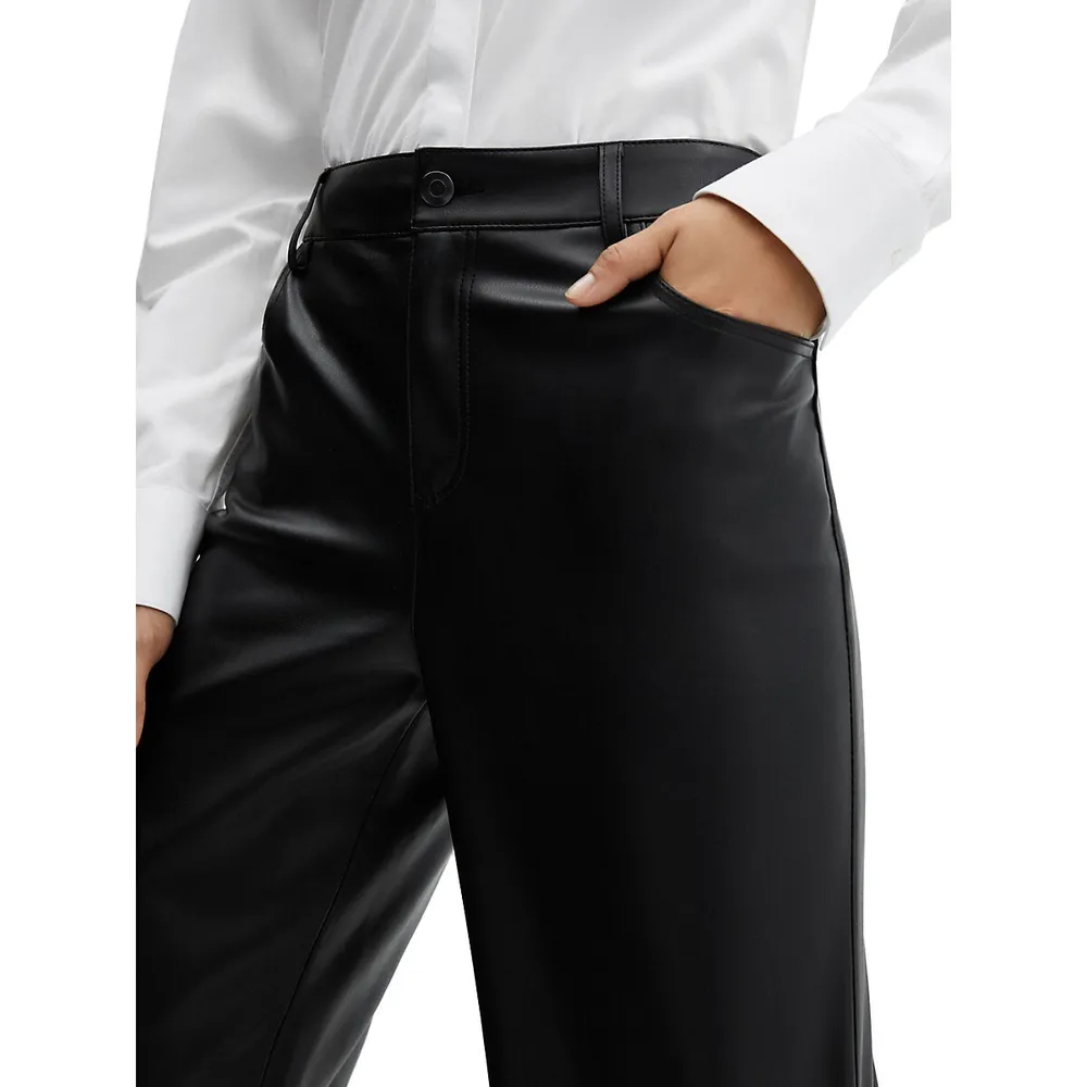 High Faux Leather High-Waist Pants