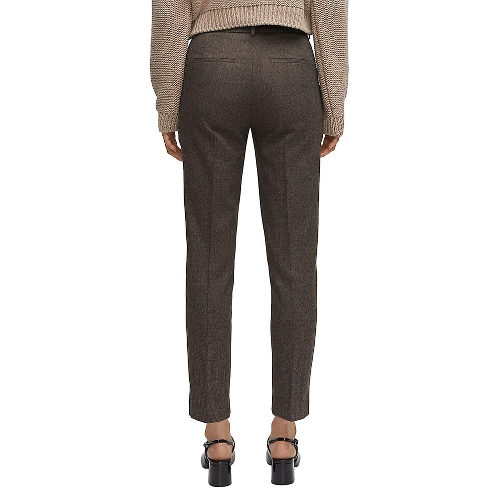 Pantalon habillé court en pied-de-poule