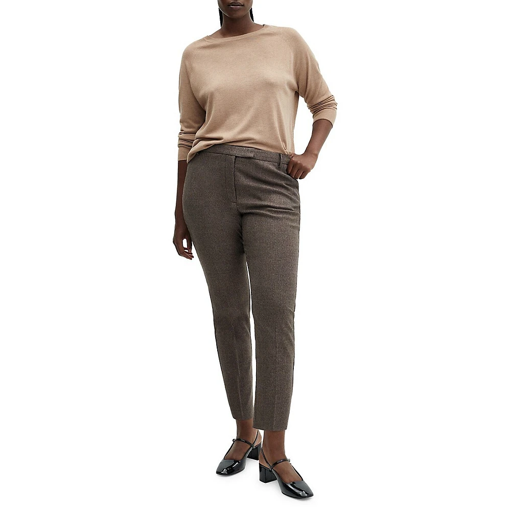 Pantalon habillé court en pied-de-poule