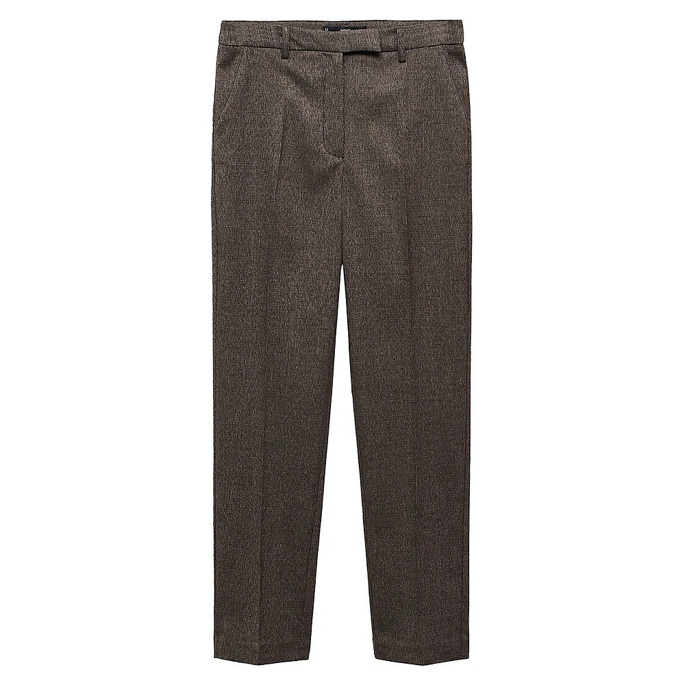 Pantalon habillé court en pied-de-poule
