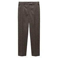 Pantalon habillé court en pied-de-poule