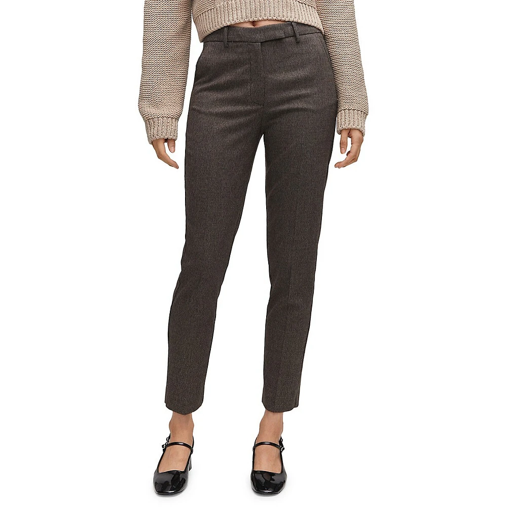 Pantalon habillé court en pied-de-poule