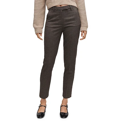 Pantalon habillé court en pied-de-poule