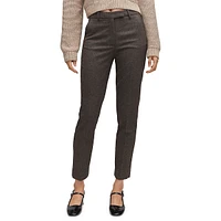 Pantalon habillé court en pied-de-poule